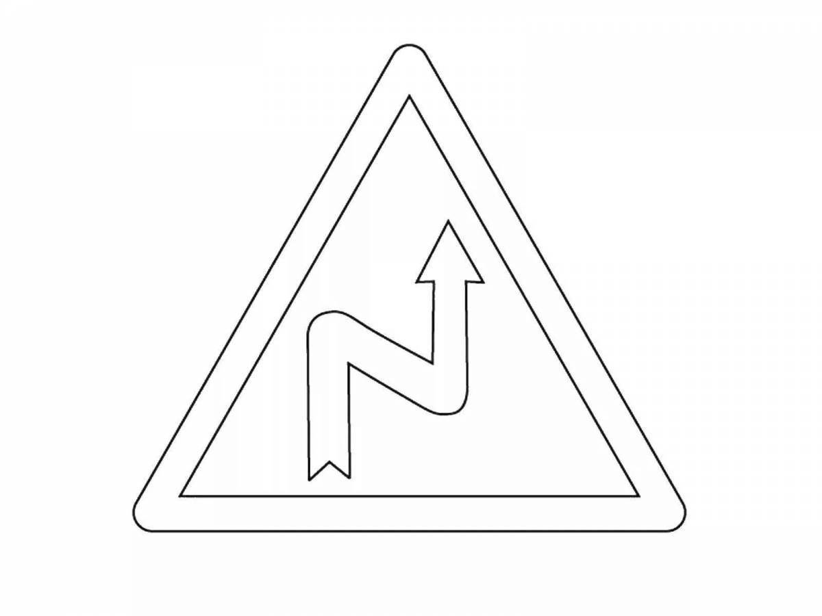 Coloring page with innovation warning sign