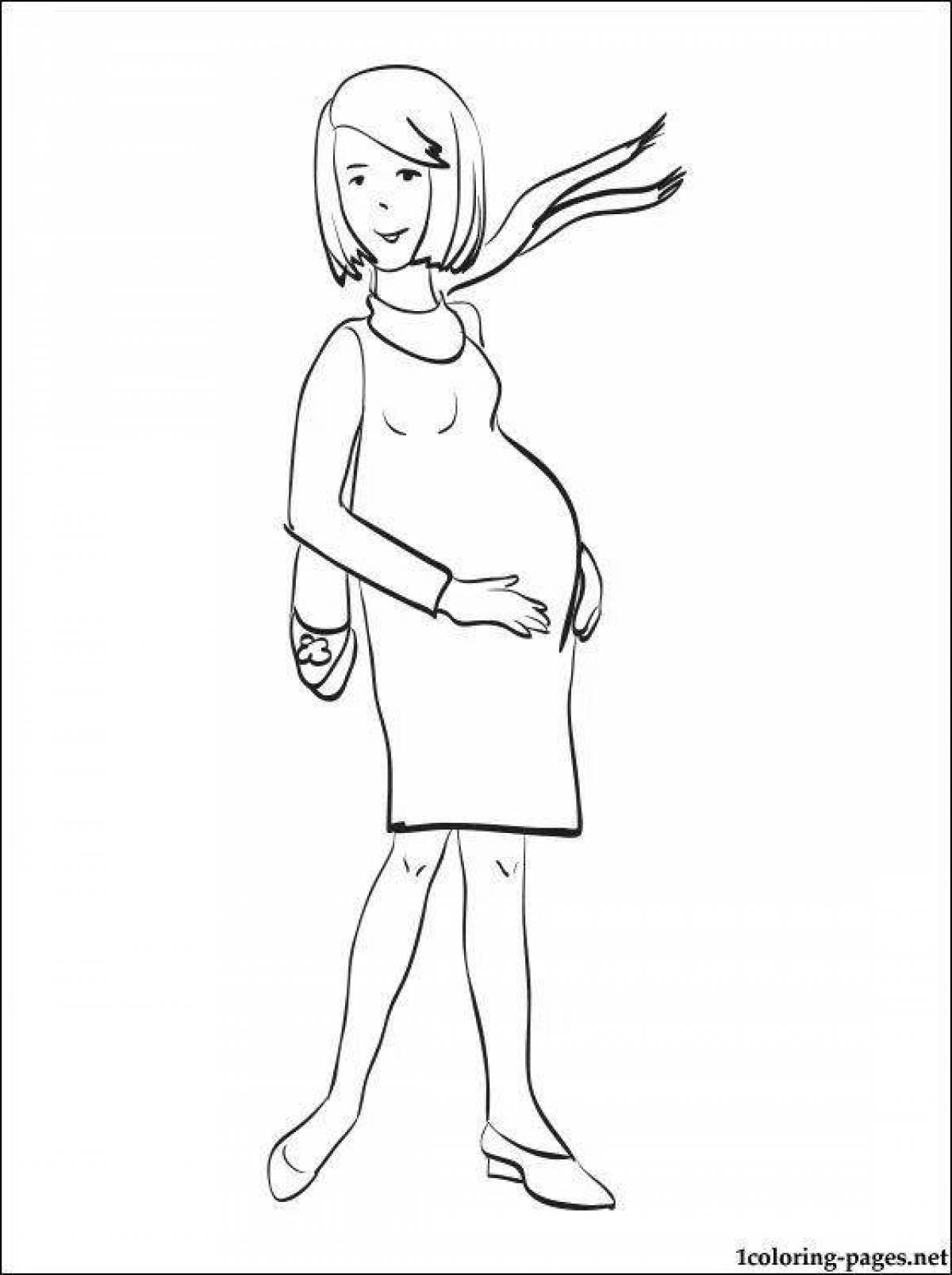 Раскраска беременная мама