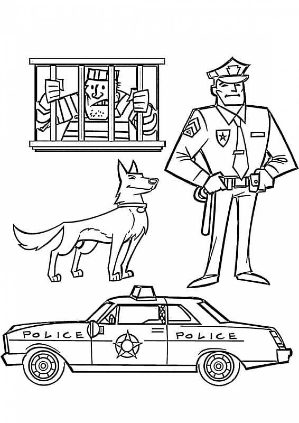 Раскраска кот полицейский
