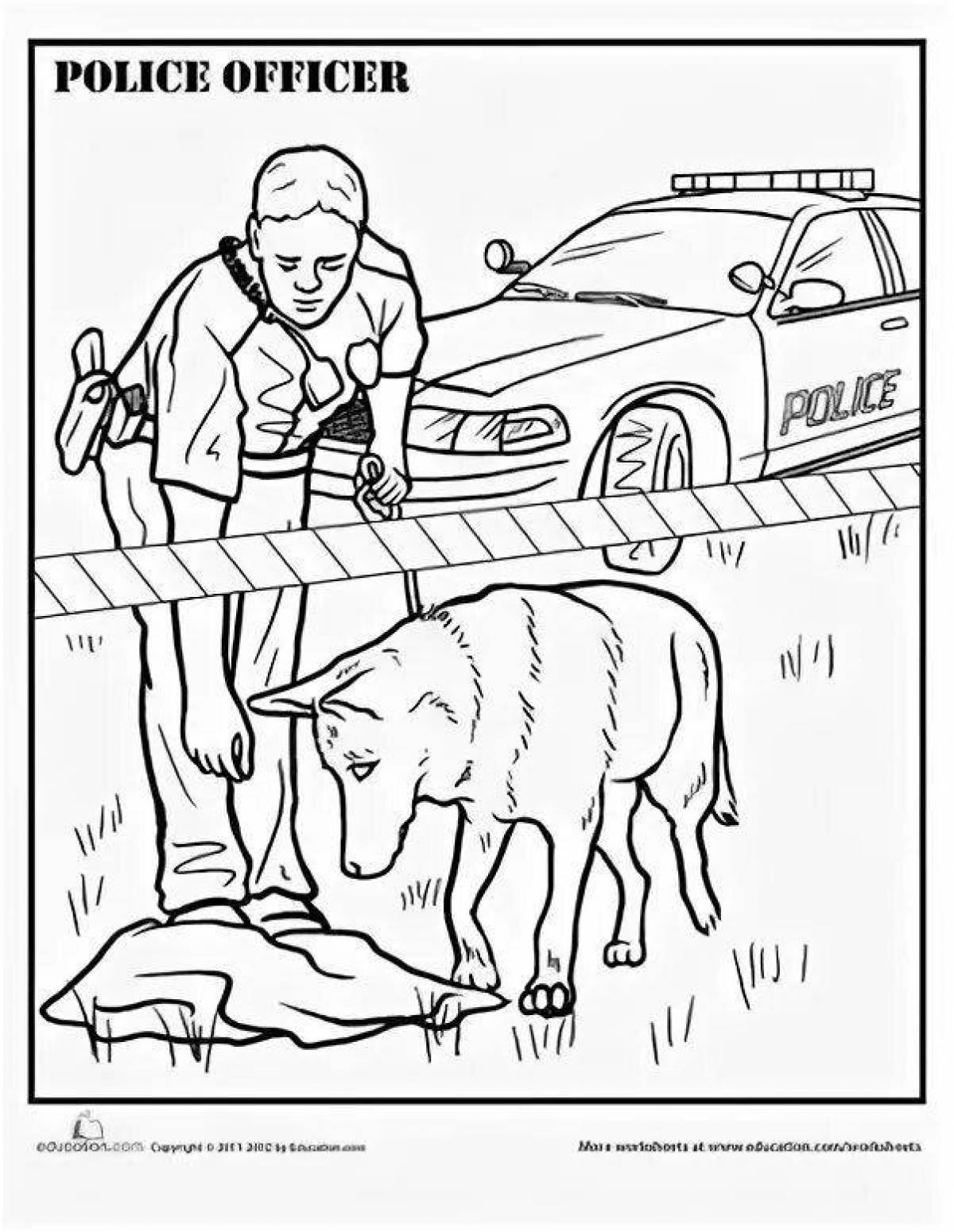 Раскраска полиция с собакой