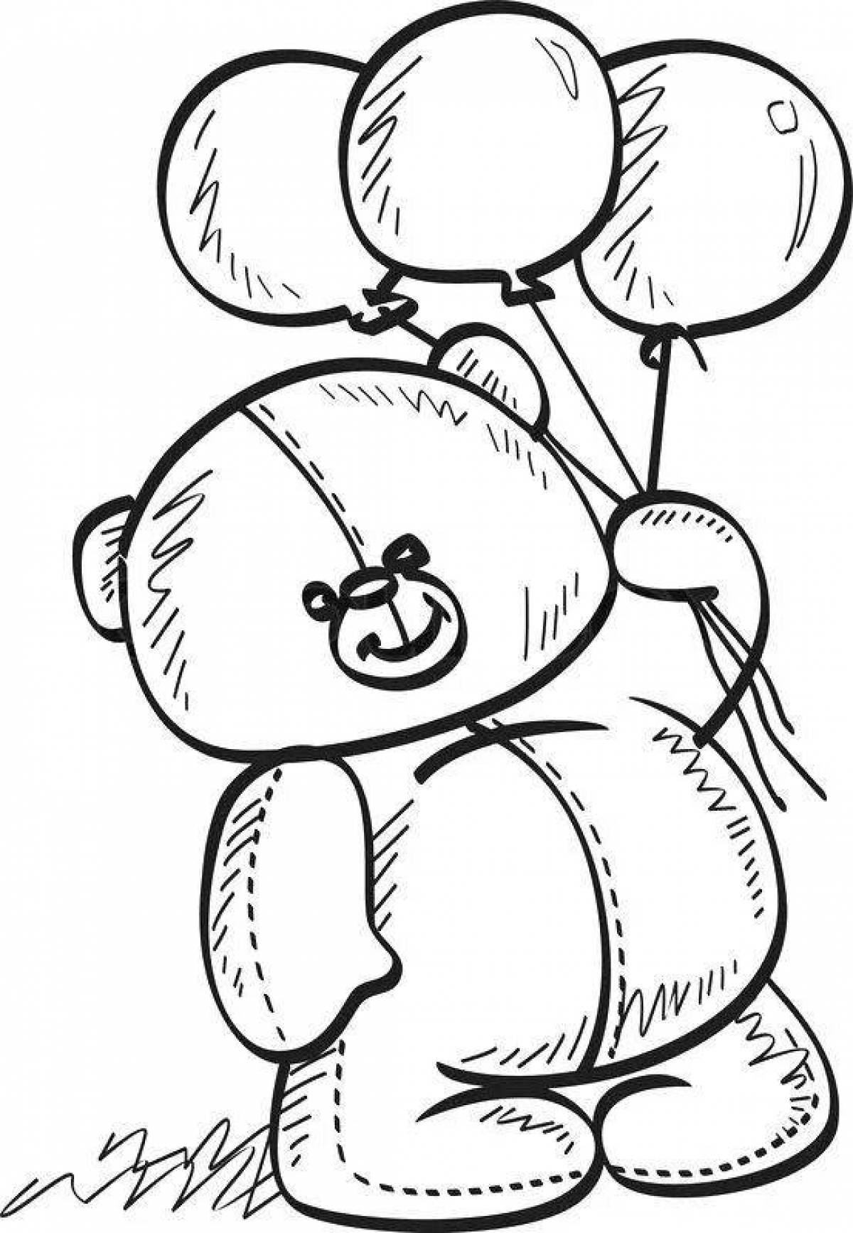 Трафарет мишка с шариками