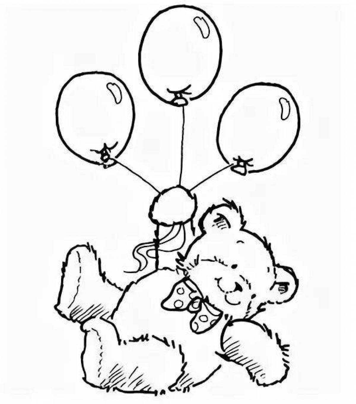 Раскраска Медвежонок с шариками