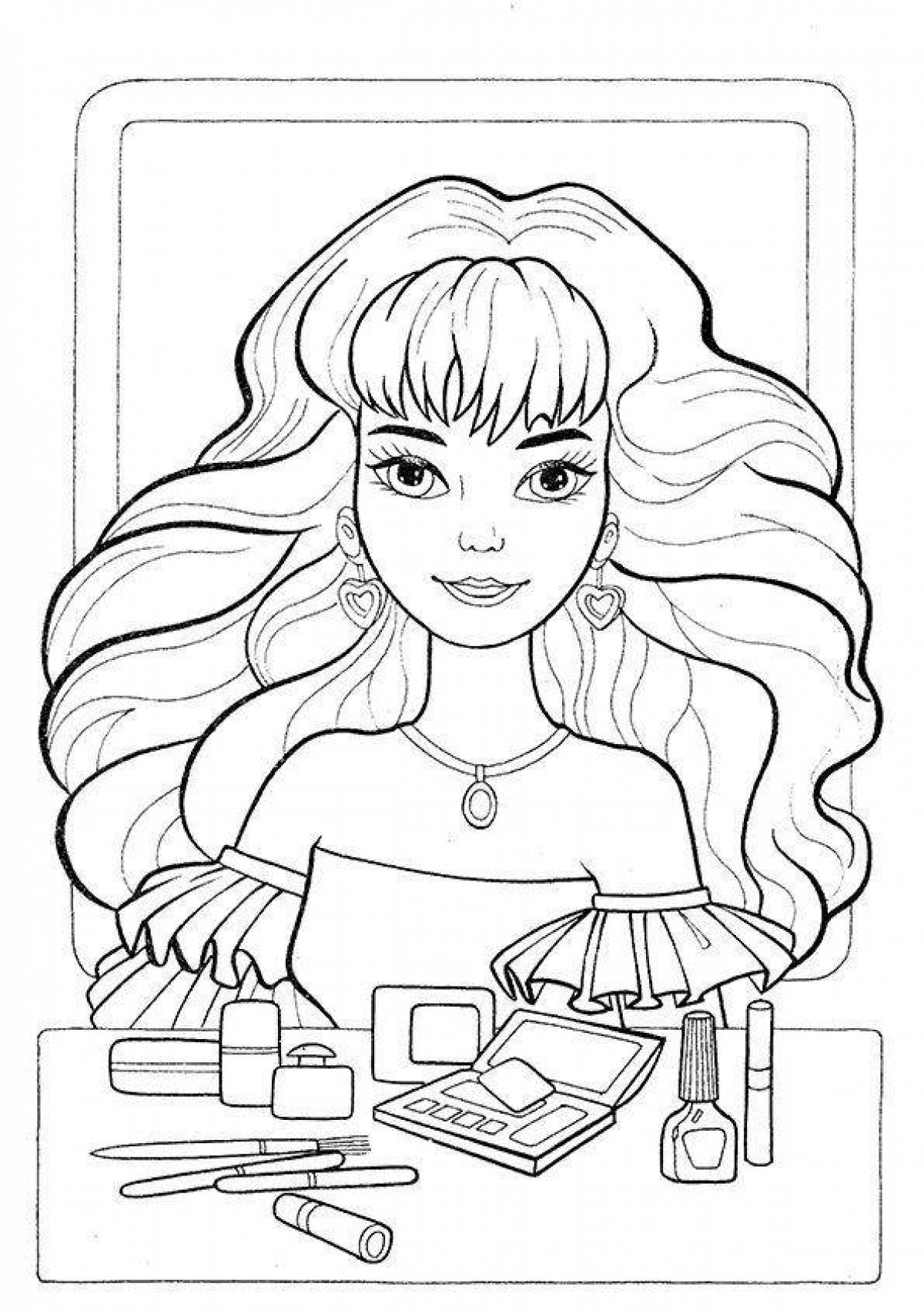 Bright beauty salon coloring page