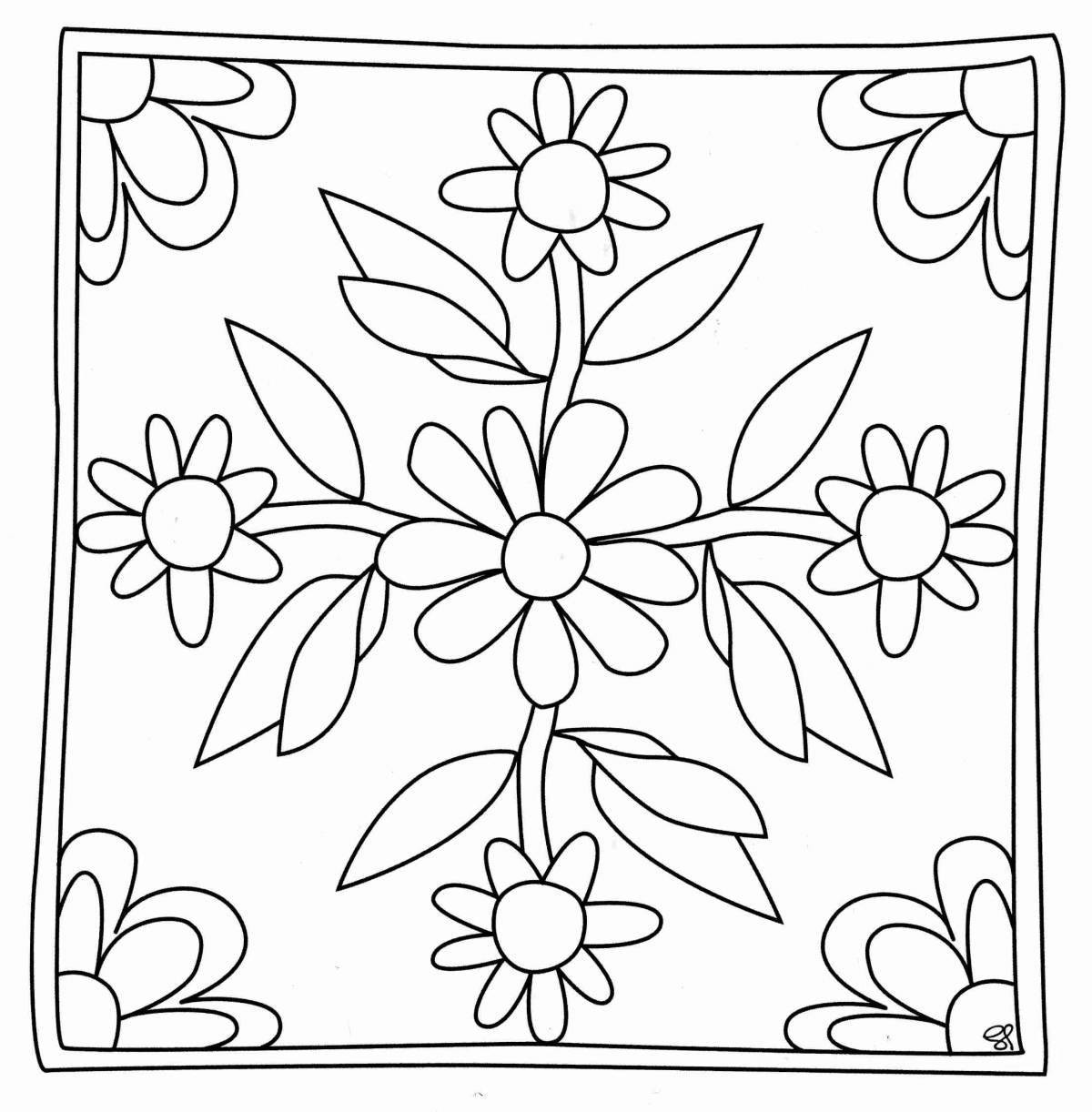 Coloring page charming pavloposadsky scarf