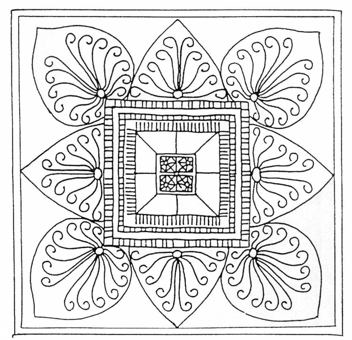 Coloring page exquisite pavloposadsky scarf