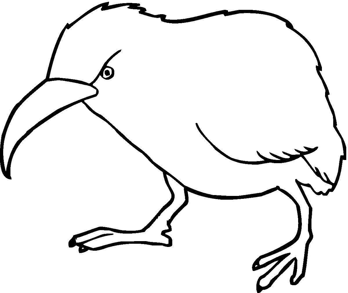 Анимированная страница раскраски птицы киви