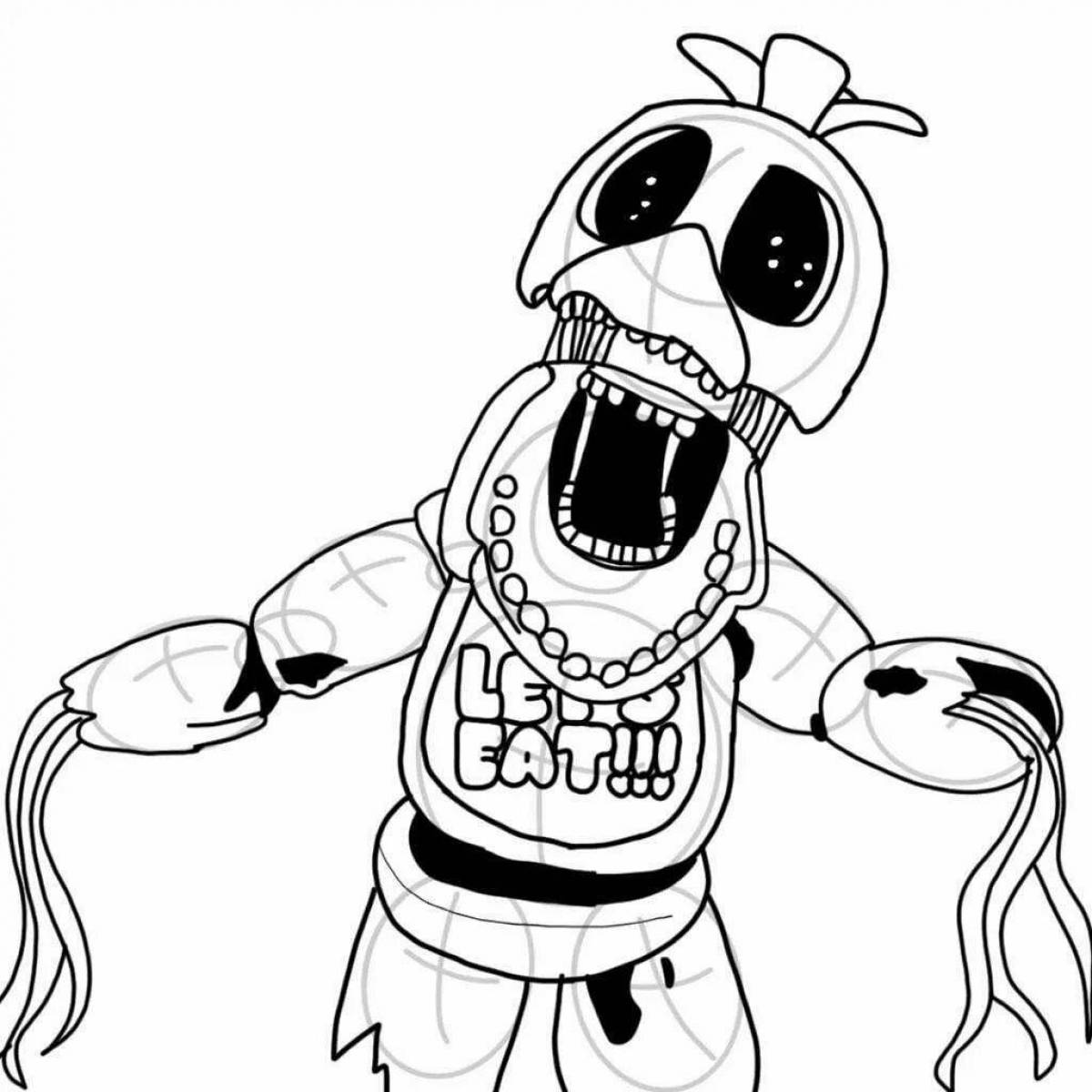 Colorful chica fnaf coloring page