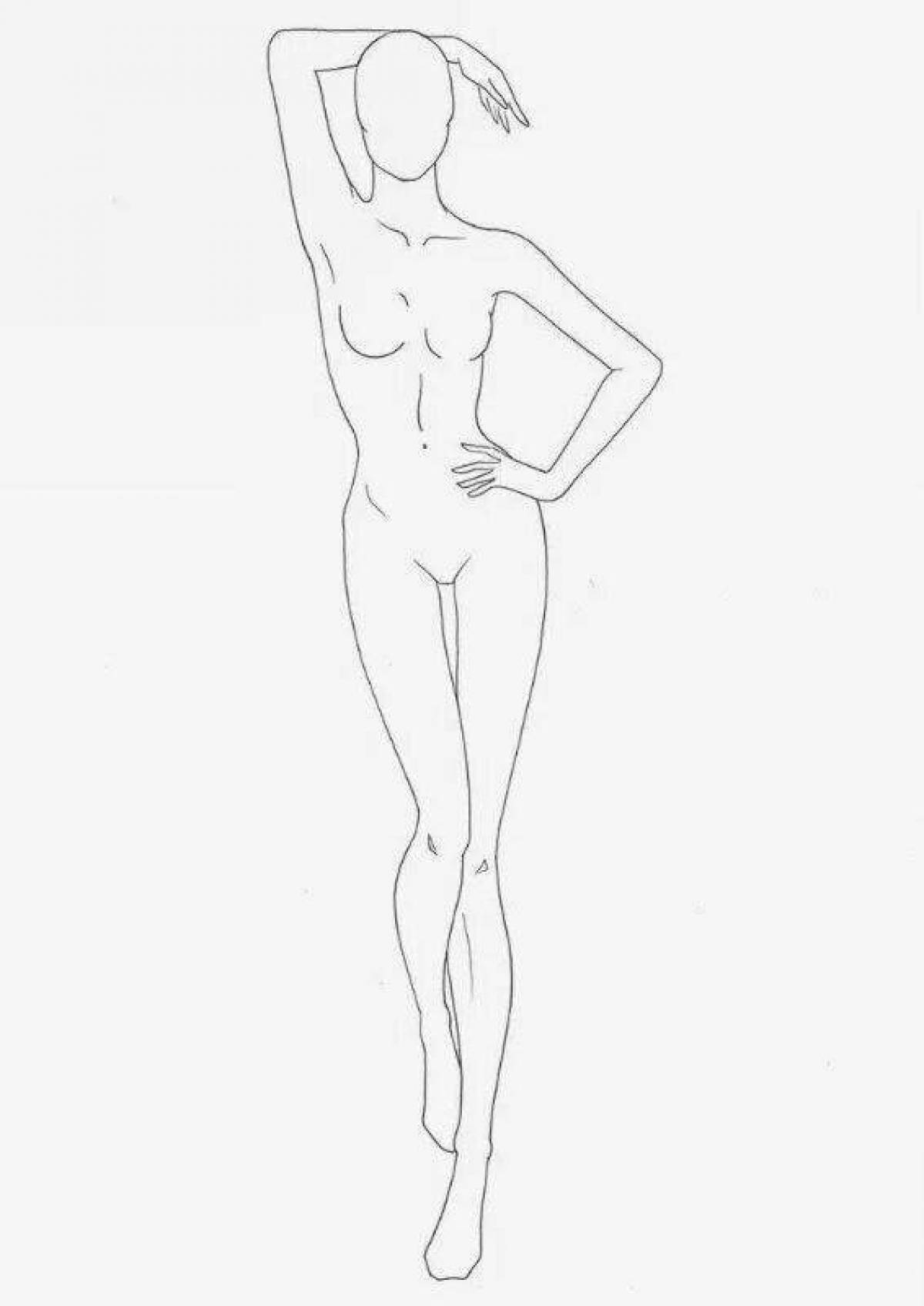 Blooming girl body coloring page