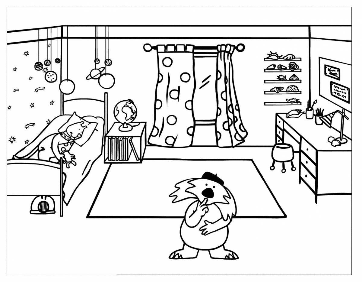 Bright coloring page for playroom