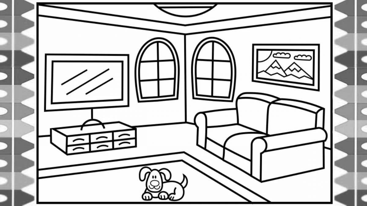Colored playroom coloring book