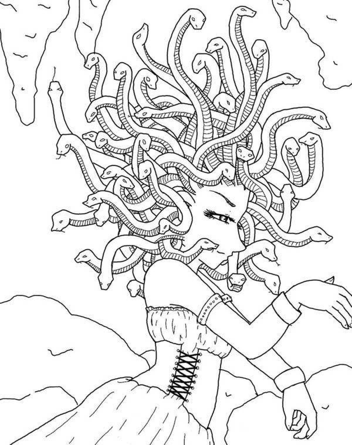 Seductive medusa gorgon coloring book