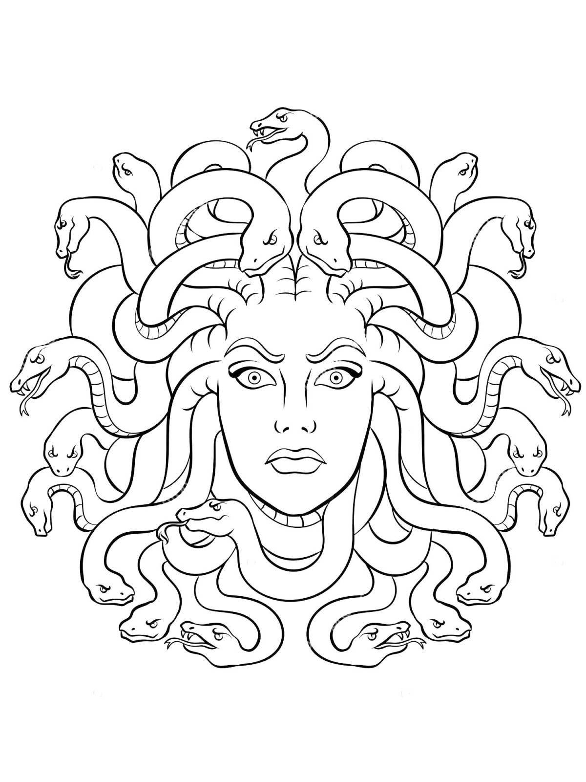 Intriguing Medusa Gorgon coloring book