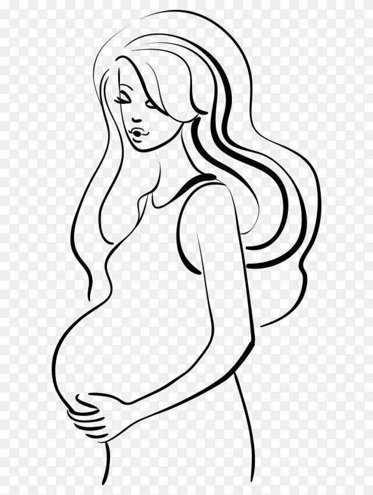 Изысканная раскраска беременная барби