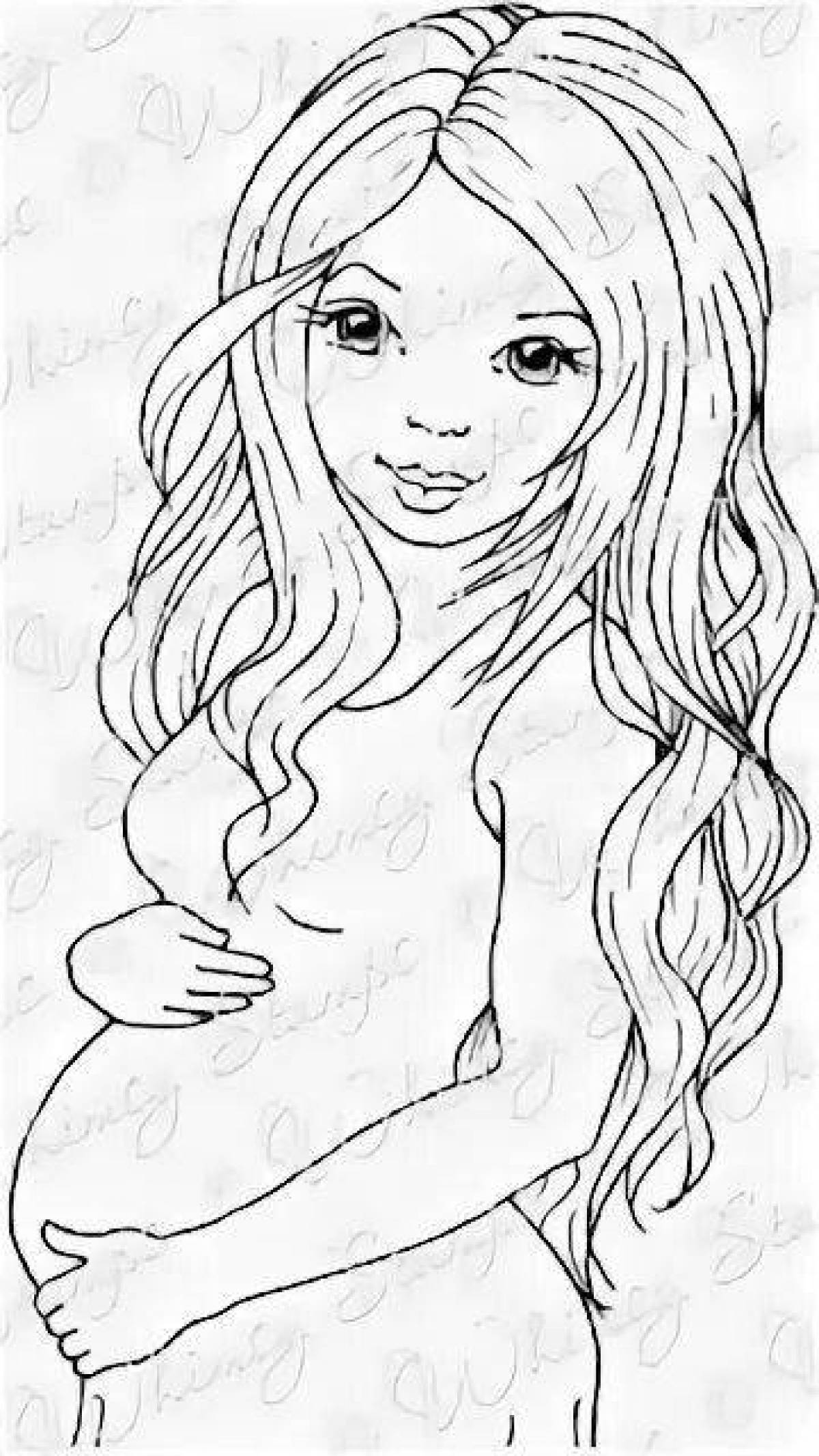 Gorgeous pregnant barbie coloring book