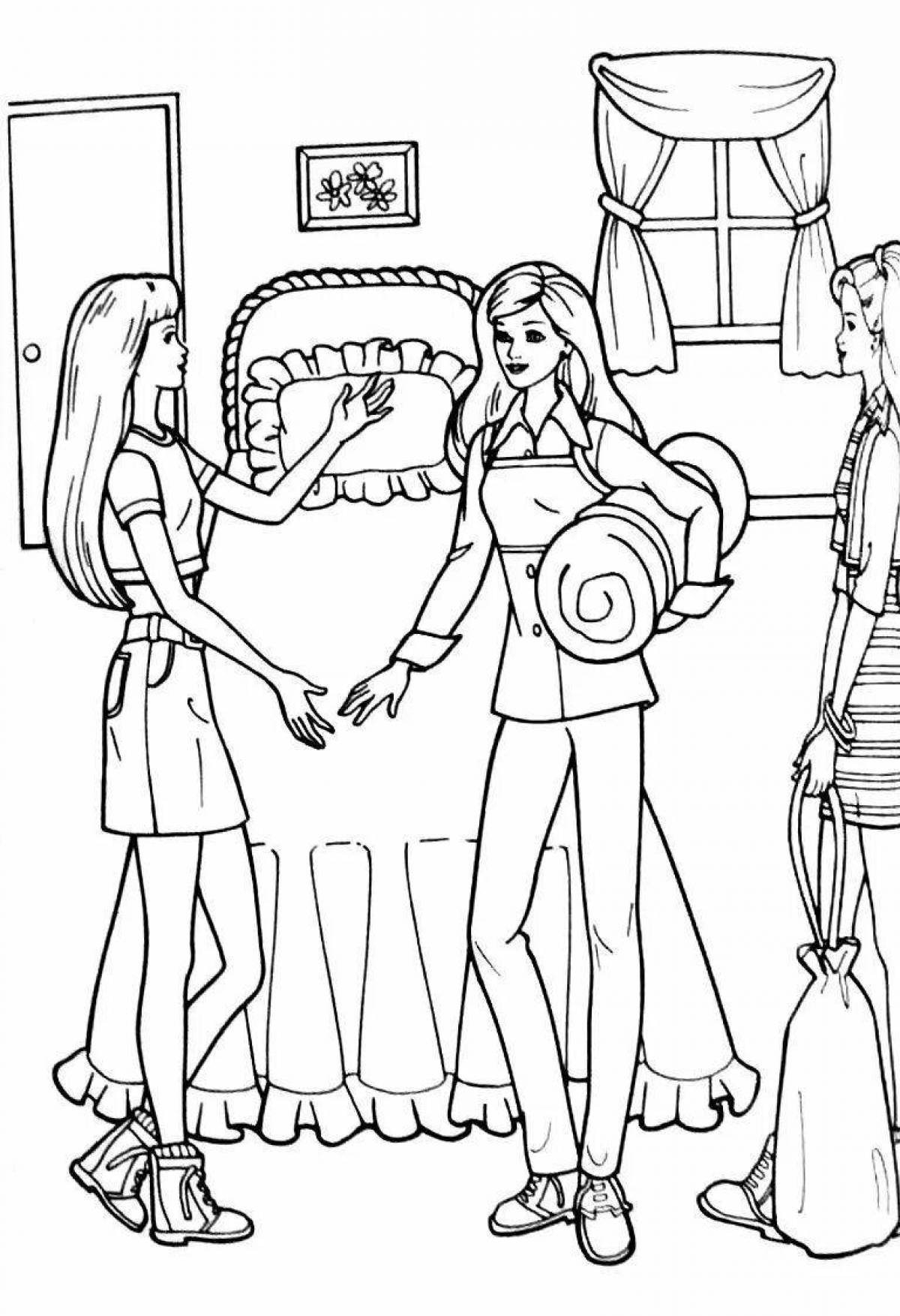 Playful pregnant barbie coloring page