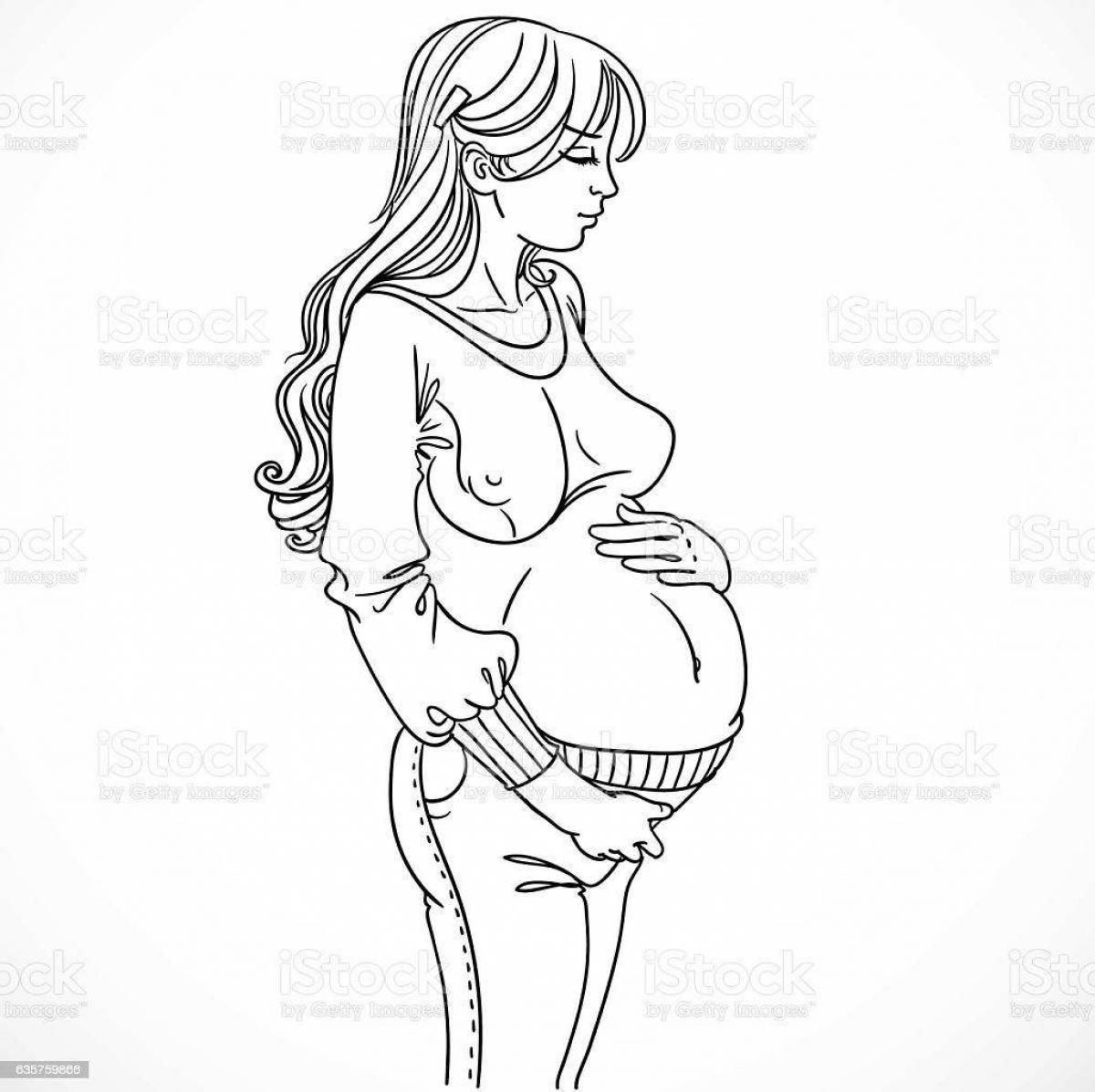 Великолепная страница раскраски беременная барби