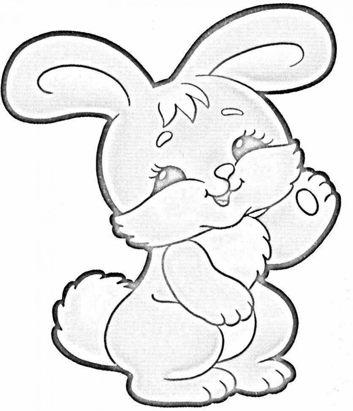 Joyful bunny drawing coloring book