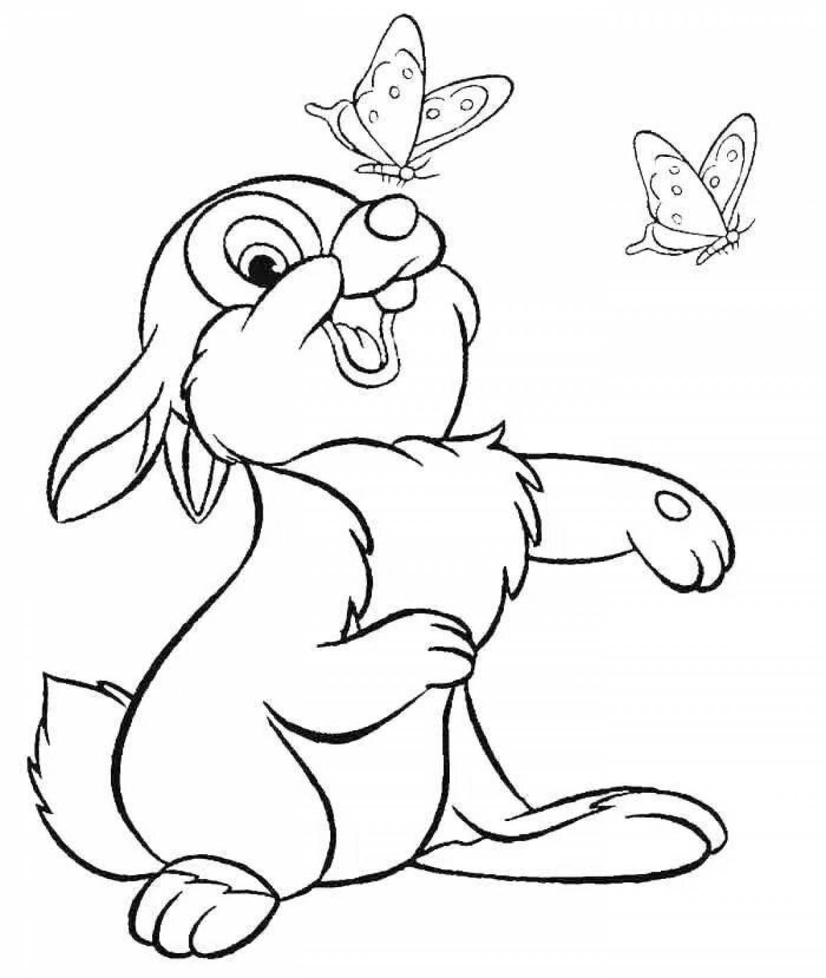 Cute coloring bunny drawing