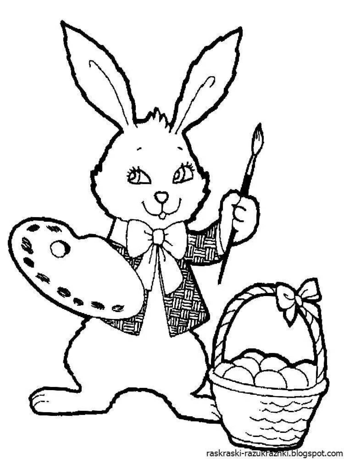 Violent coloring drawing of a rabbit