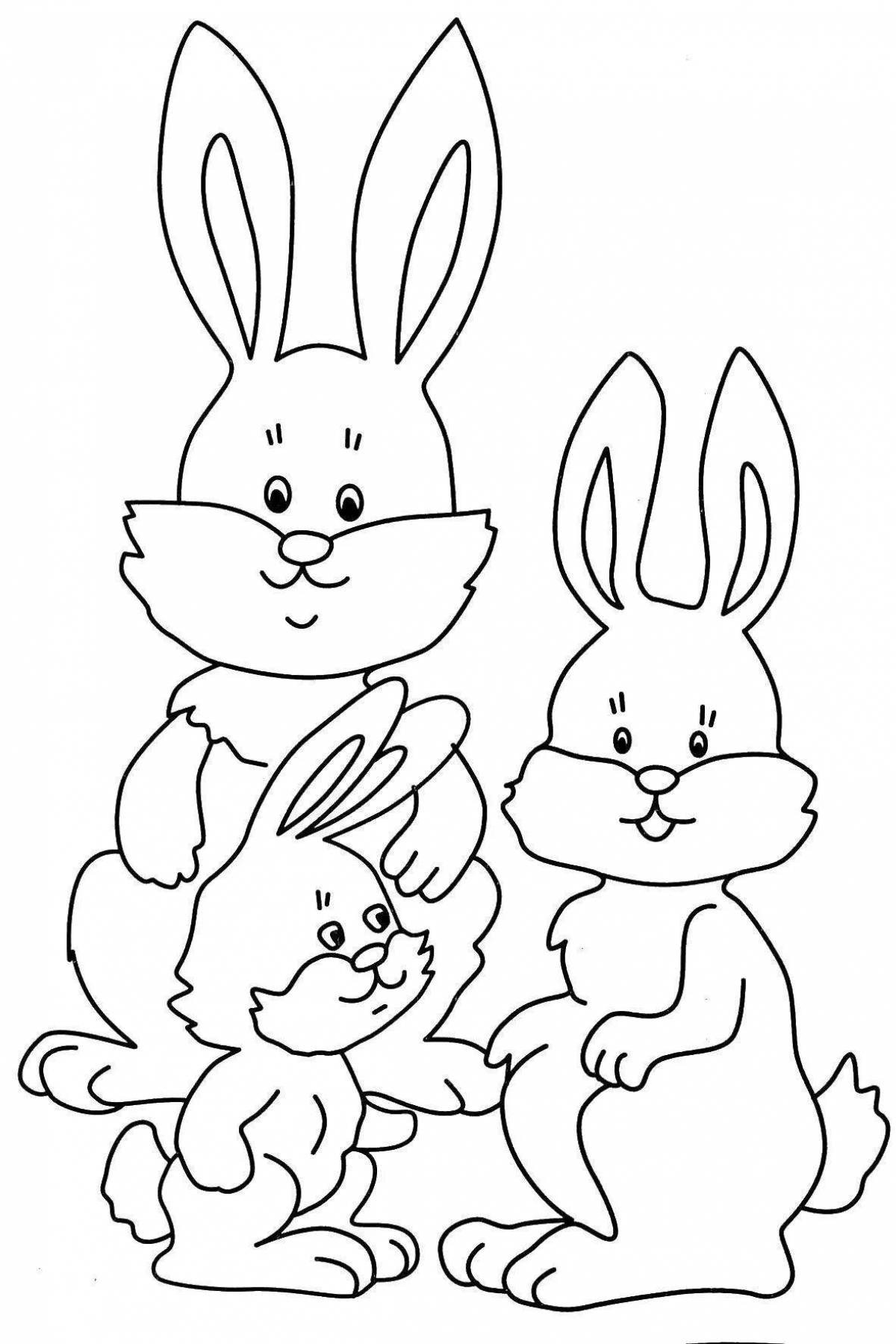 Joyful coloring page rabbit drawing