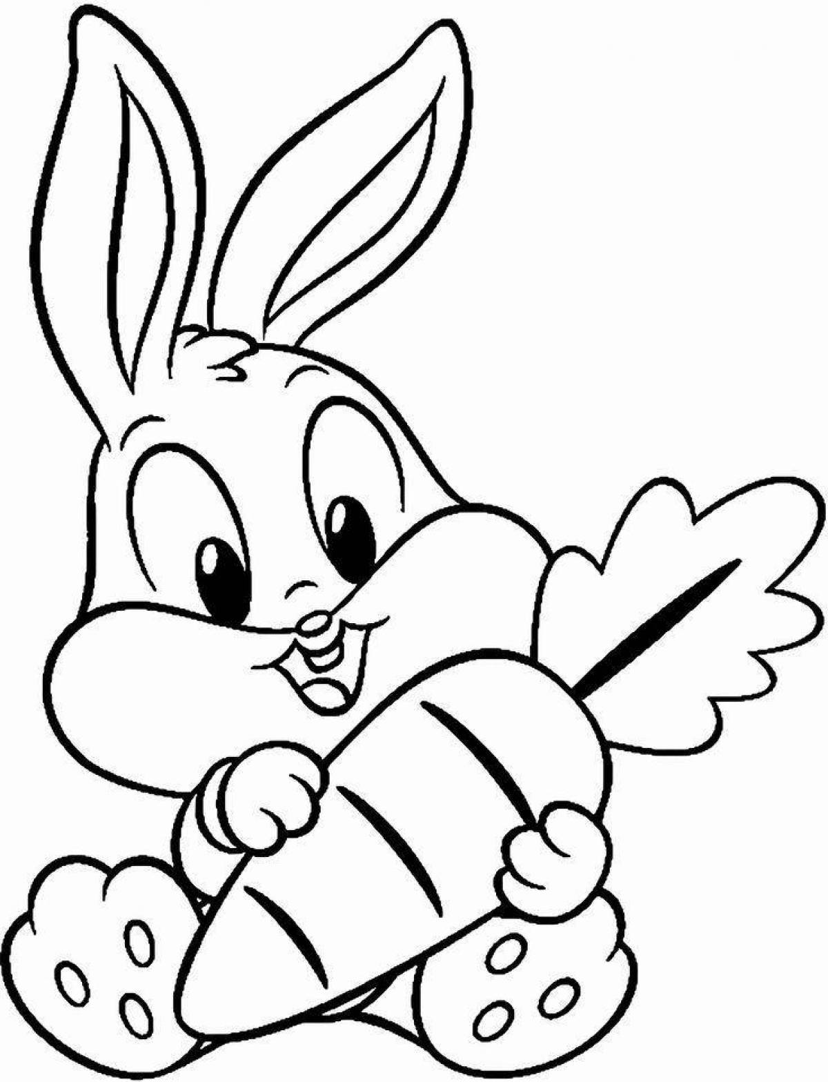 Live coloring page rabbit drawing