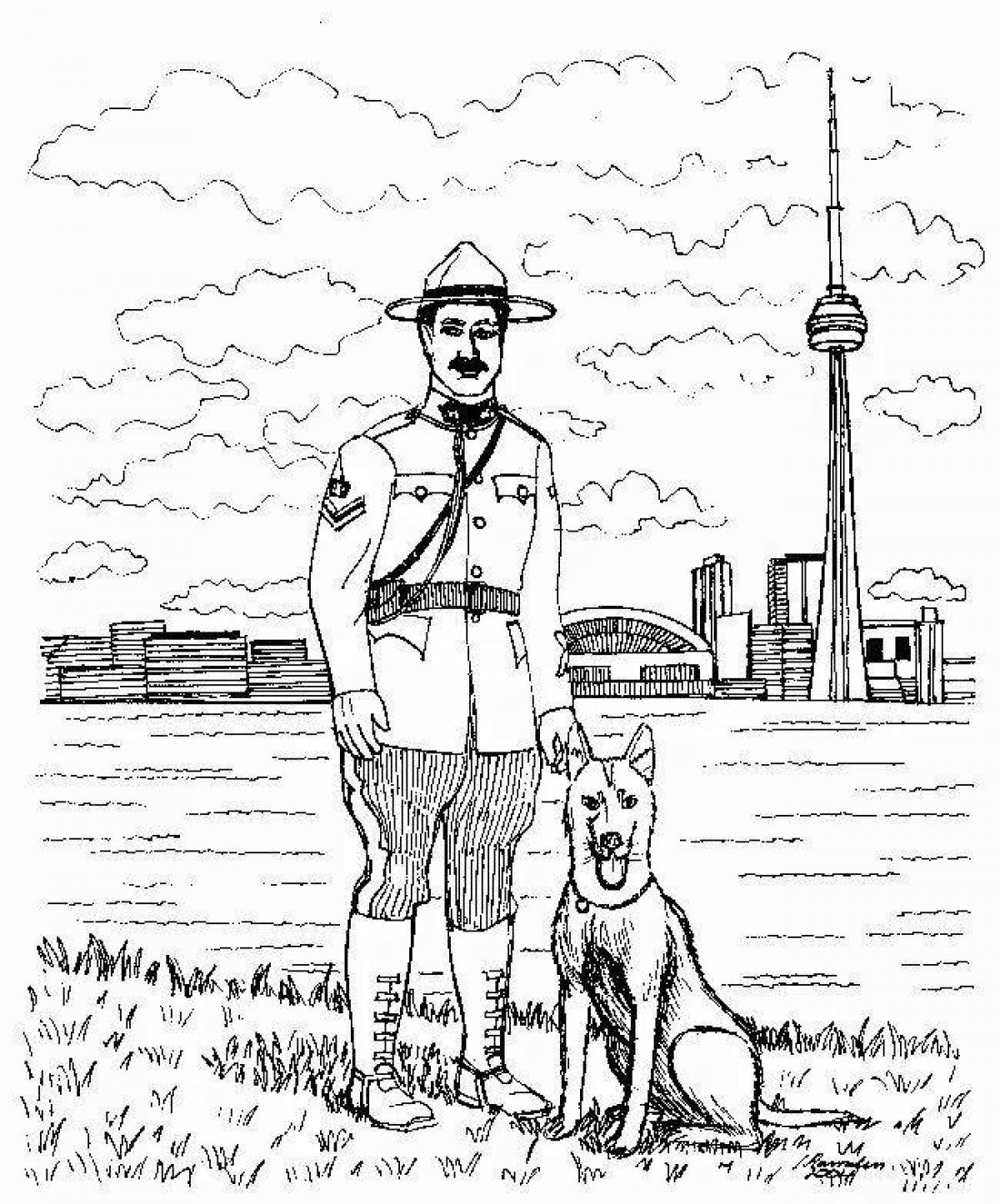 Coloring page friendly police dog