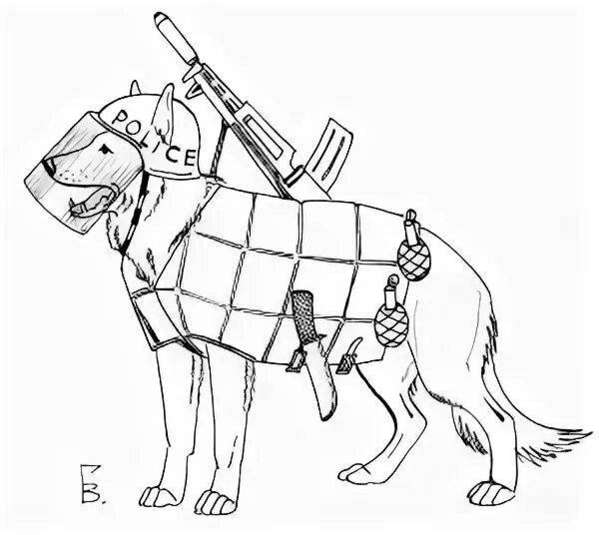 Courageous police dog coloring page