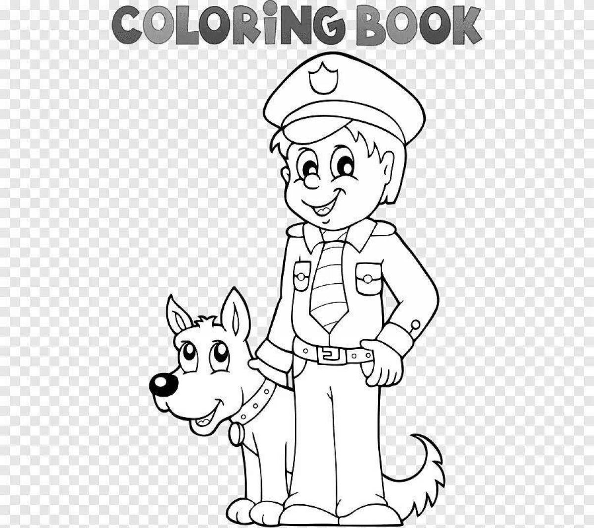 Раскраска дерзкая полицейская собака