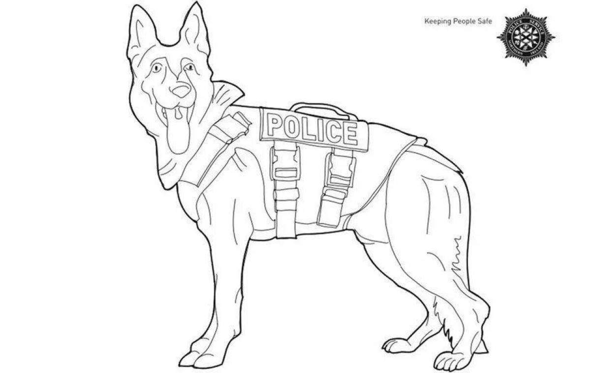 Раскраска забавная полицейская собака