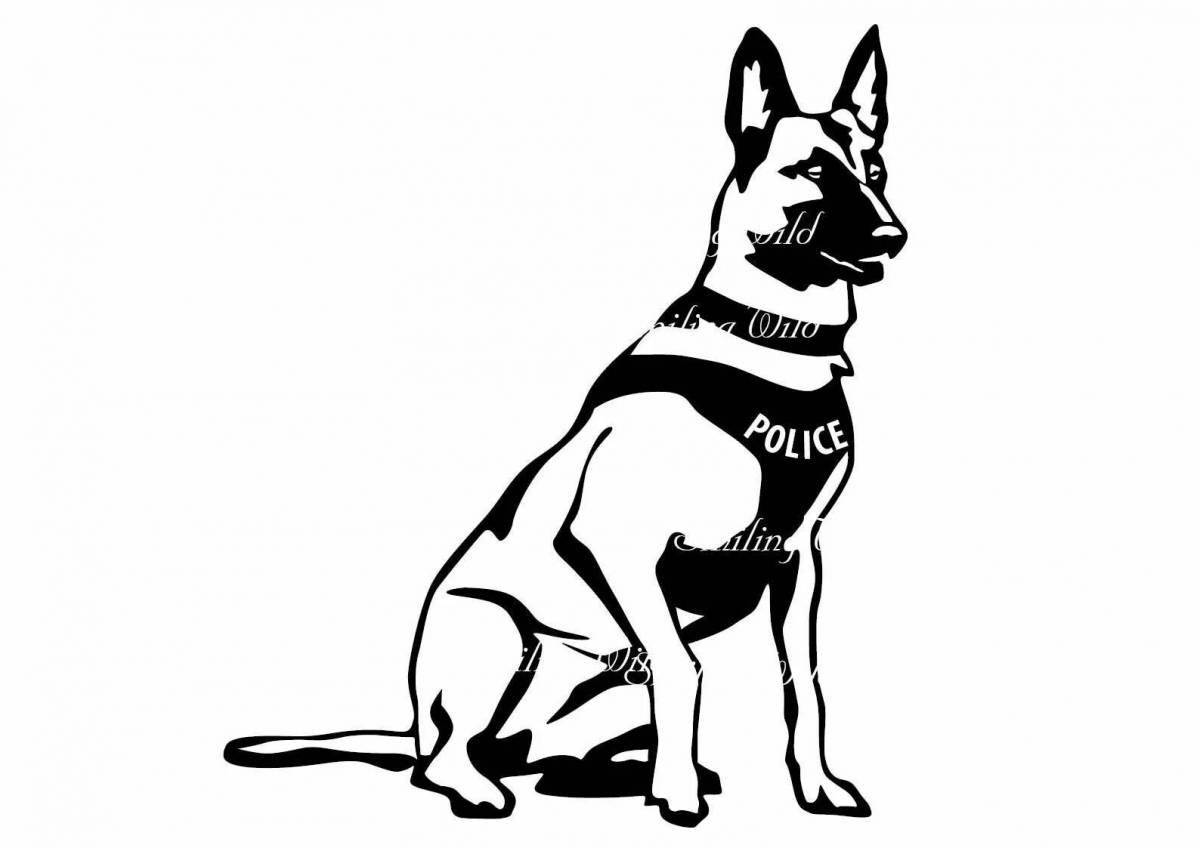 Coloring page of the tenacious police dog