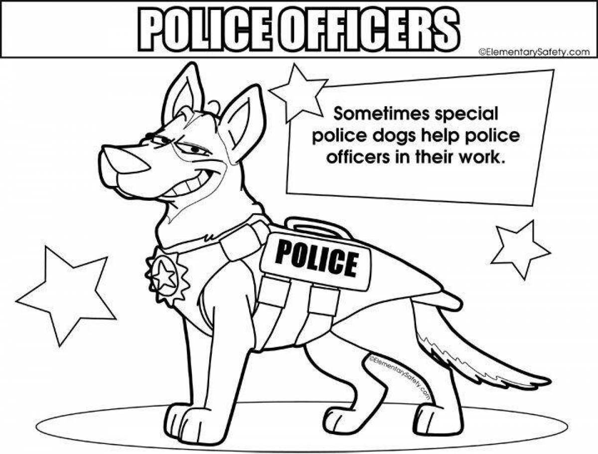 Nimble police dog coloring page
