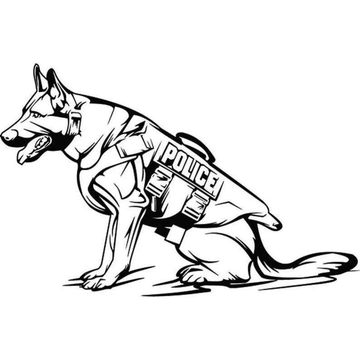 Раскраска ловкая полицейская собака