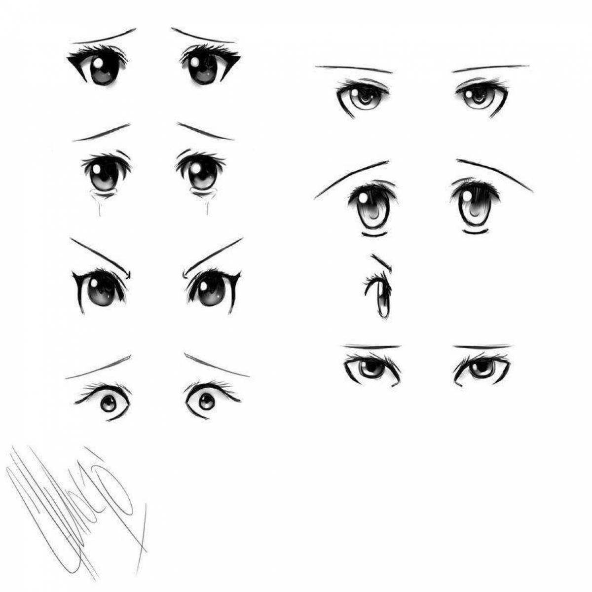 Glowing coloring anime eyes