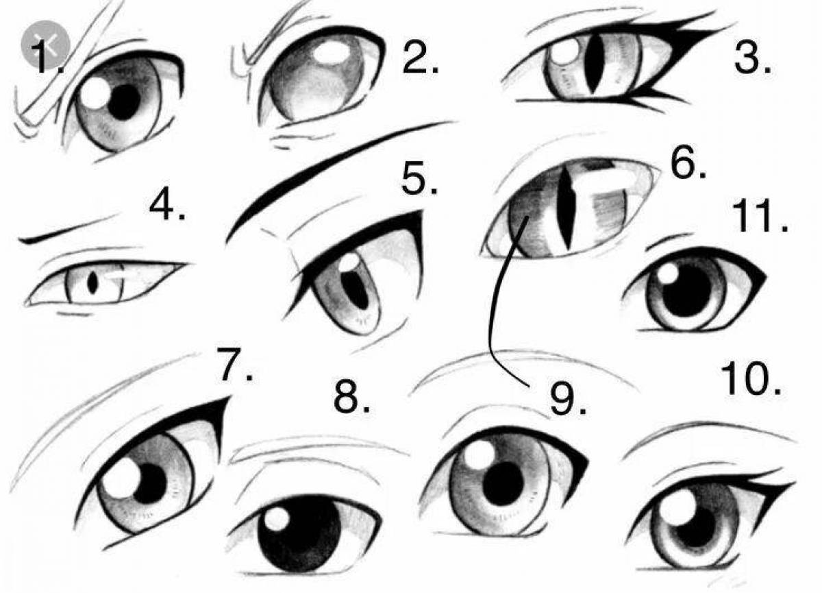 Elegant coloring anime eyes
