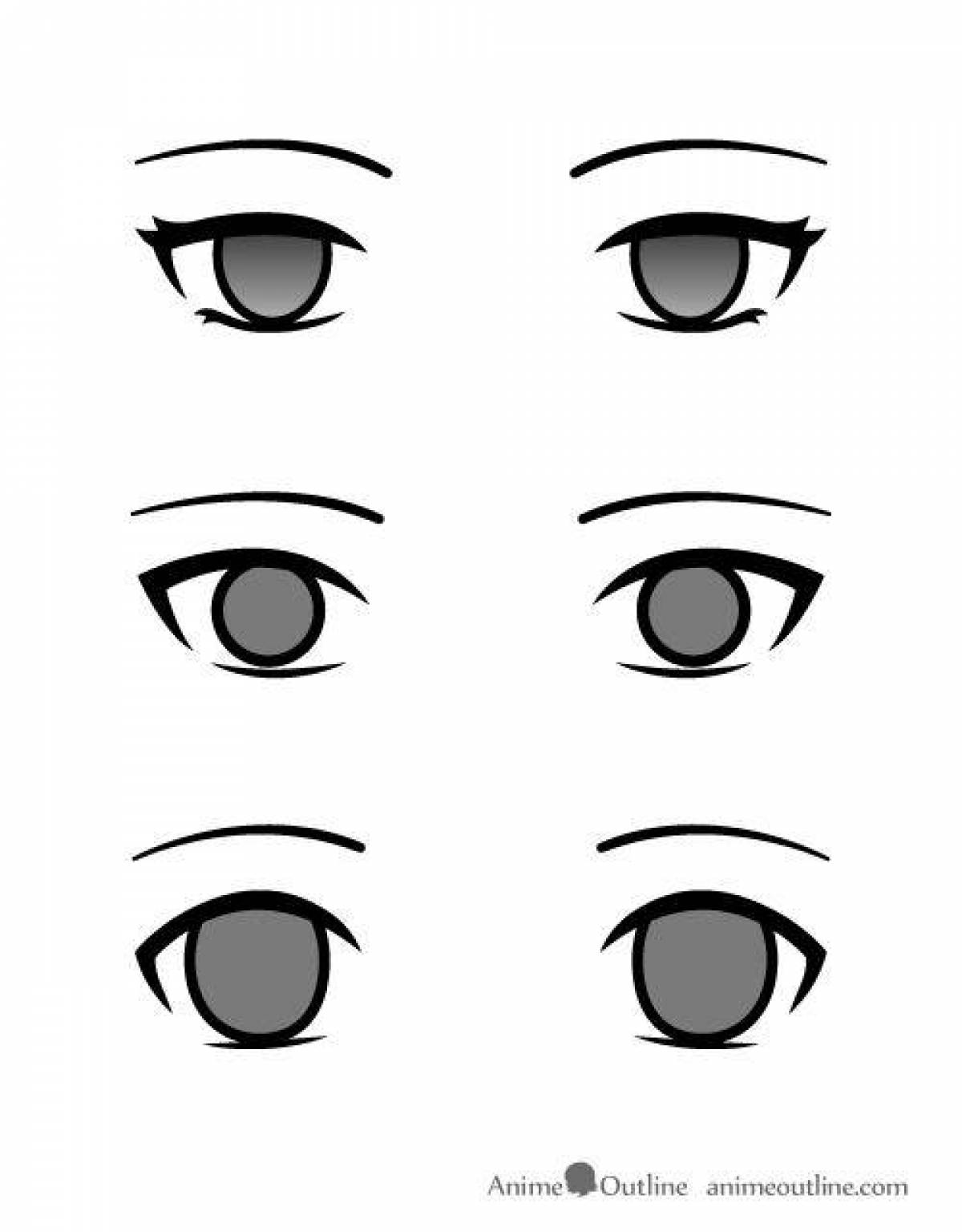 Яркая раскраска аниме глаза