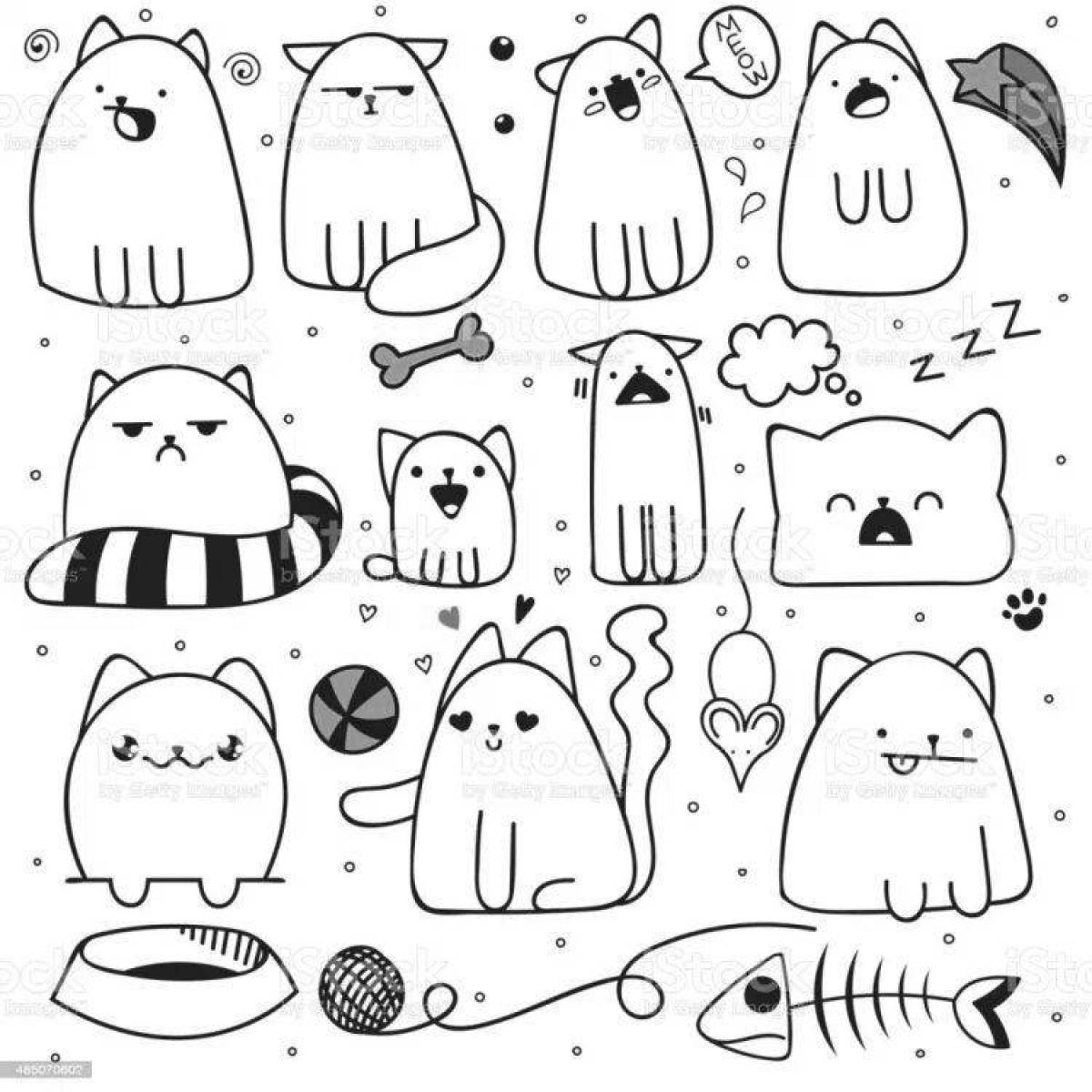Live cat coloring sticker