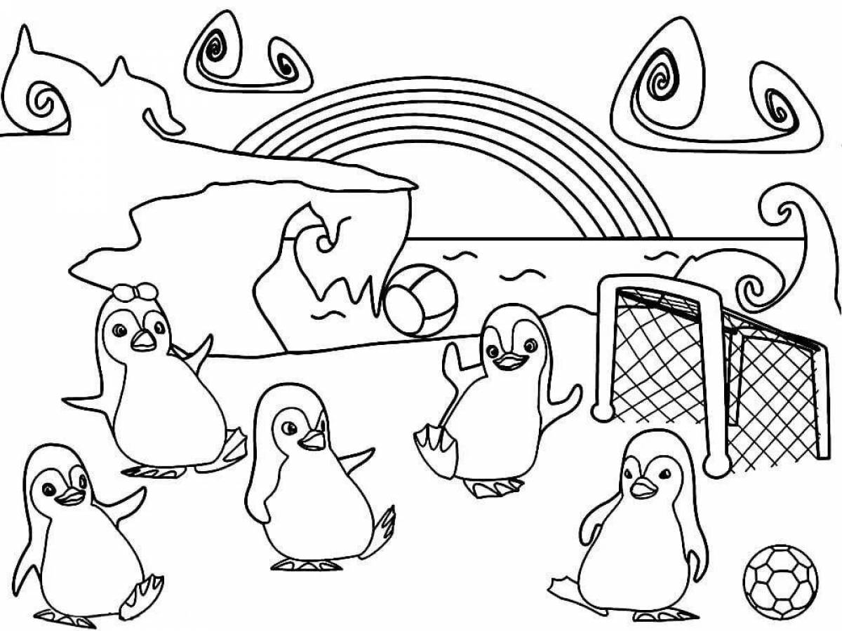 Радостная раскраска пингвин лоло