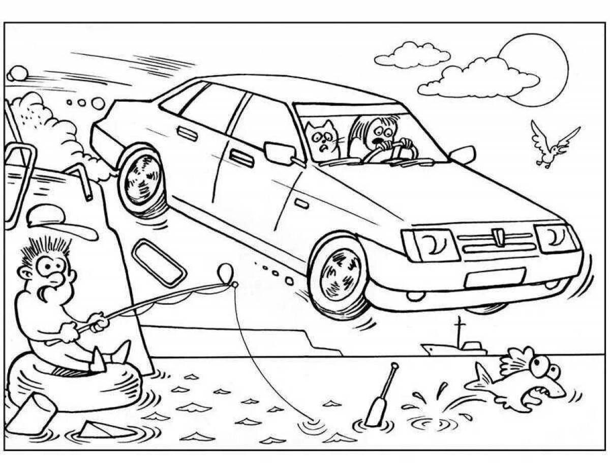 Adorable cars coloring book