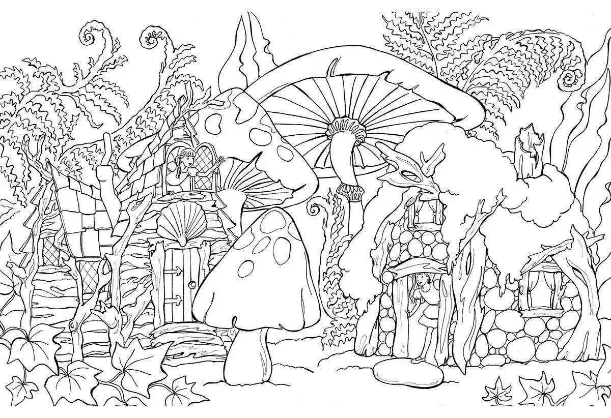Beautiful coloring book magical forest