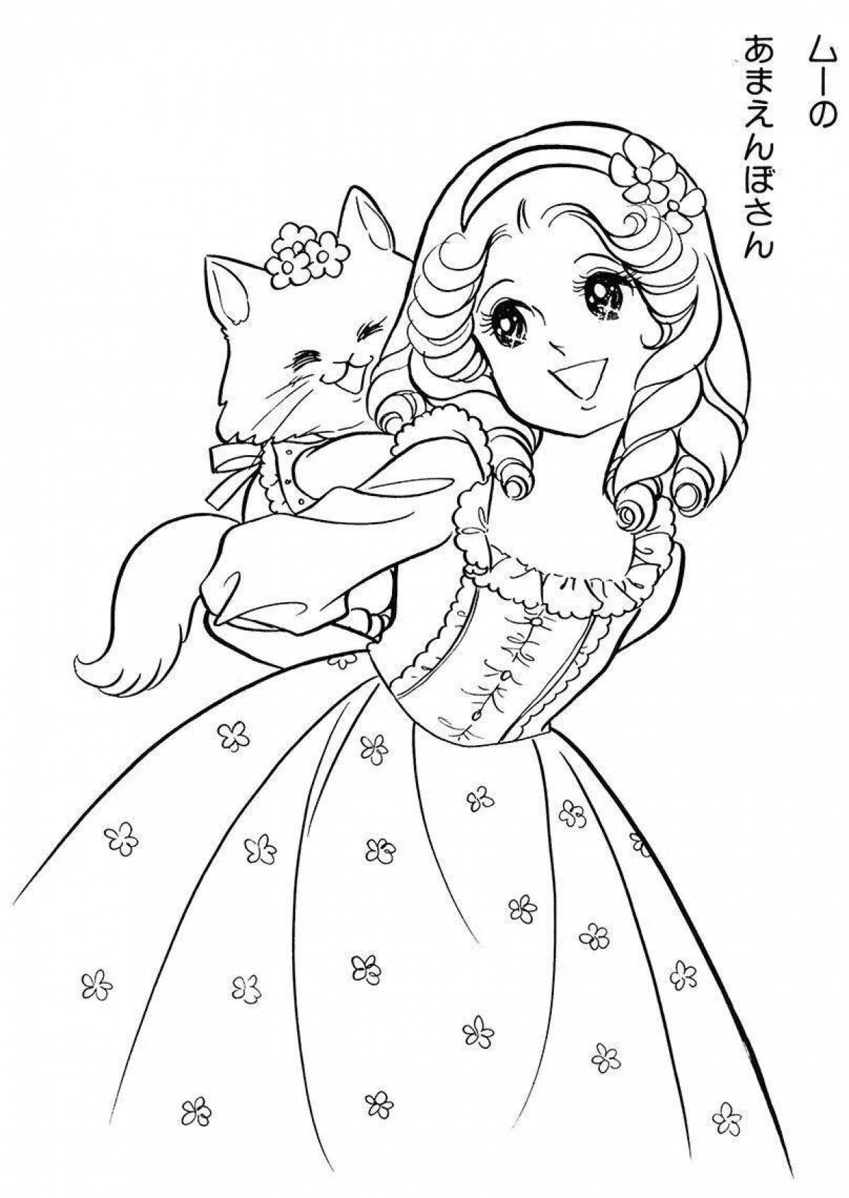 Majestic coloring cat princess