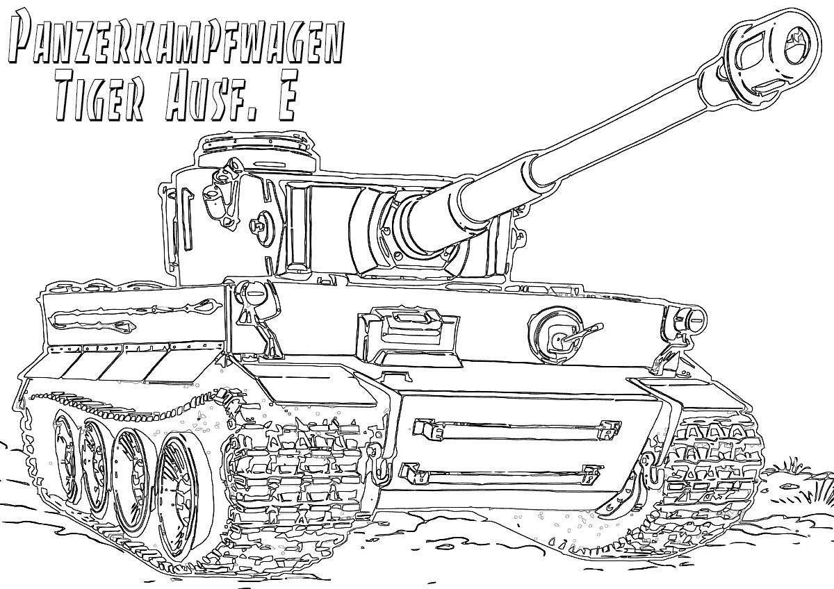Coloring page for a powerful German tank