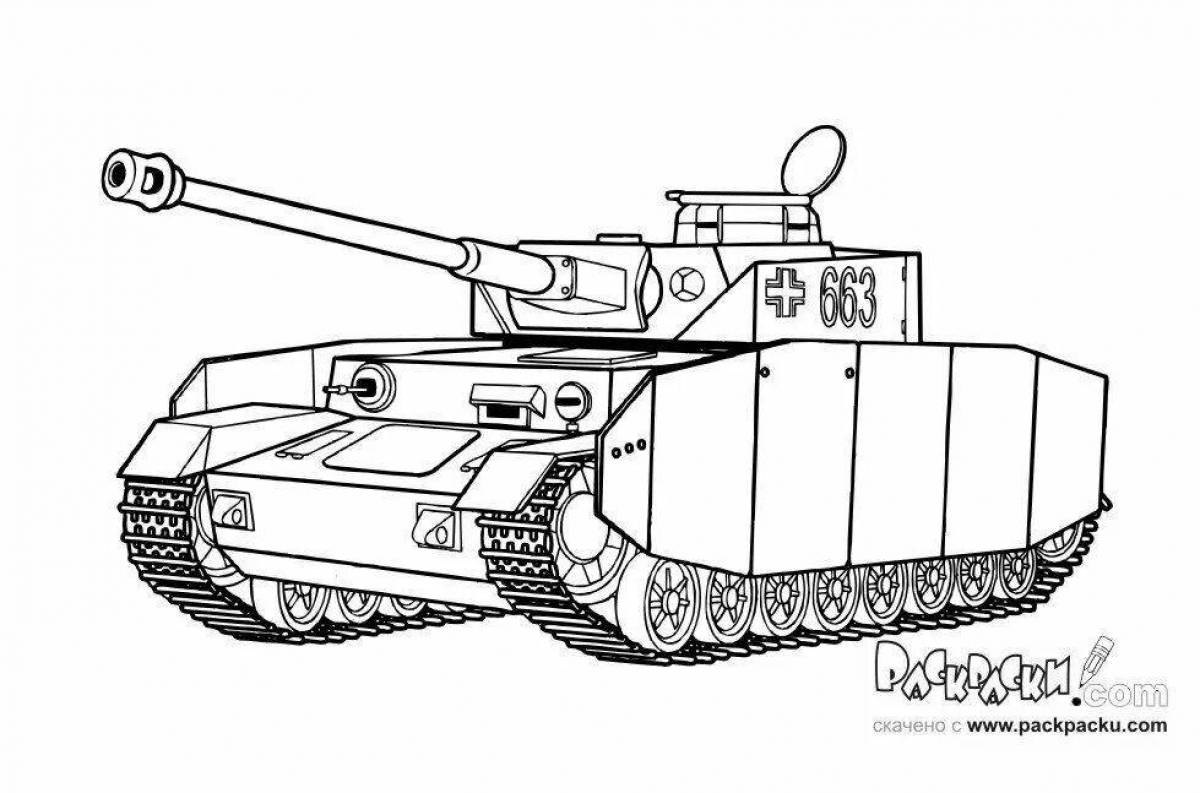 Coloring of a large German tank