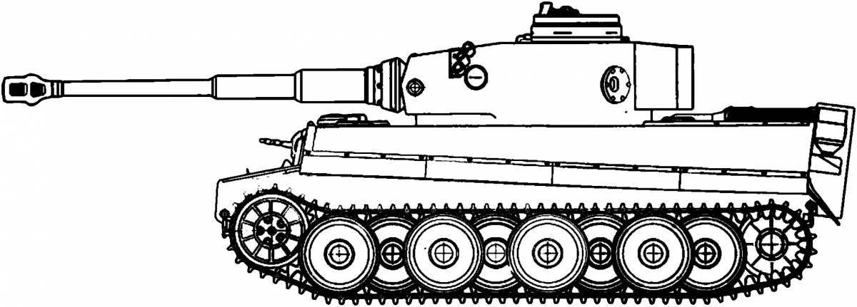 Detailed coloring of a German tank