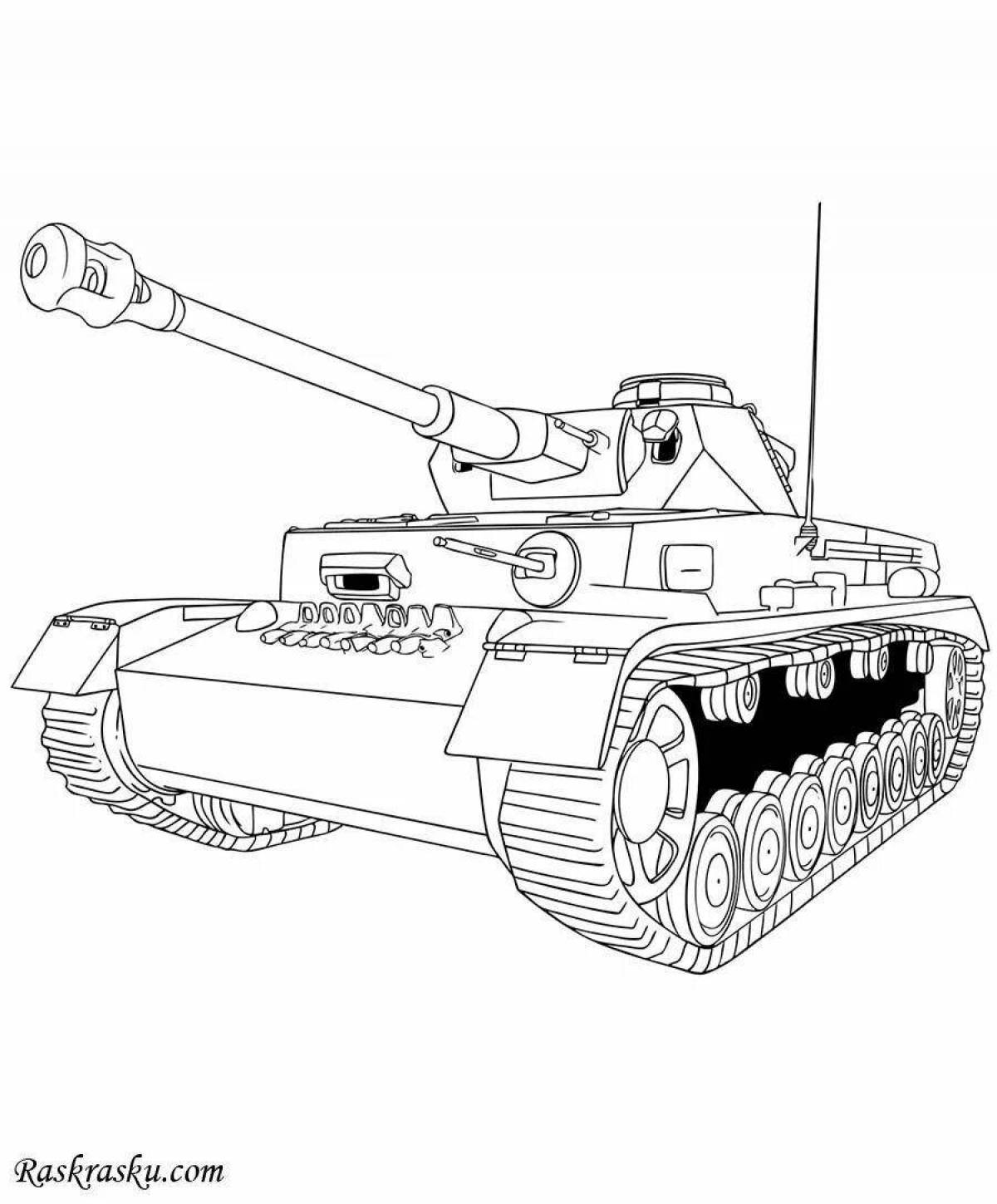 Decorated German tank coloring page