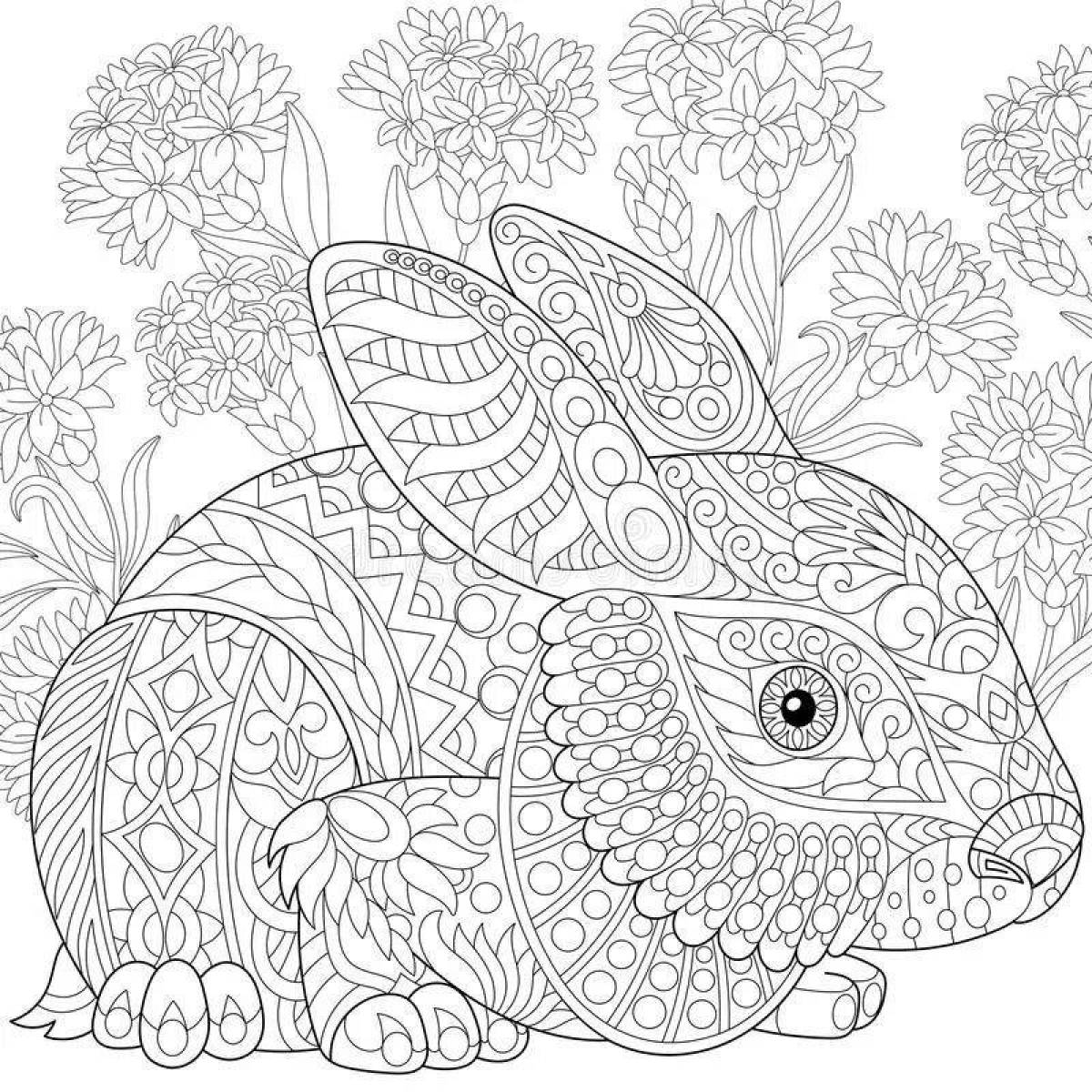 Blissful anti-stress rabbit coloring book