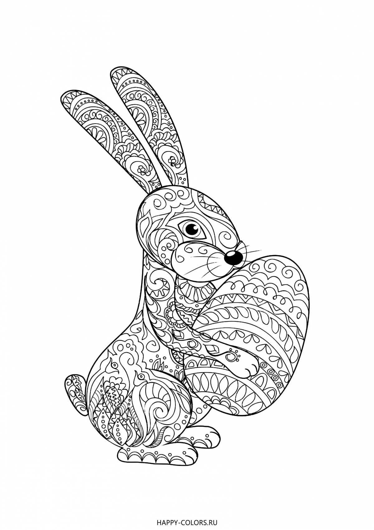 Funny antistress rabbit coloring book