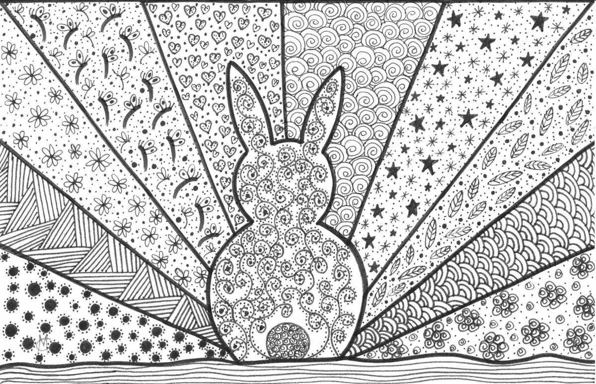Mystical coloring antistress rabbit