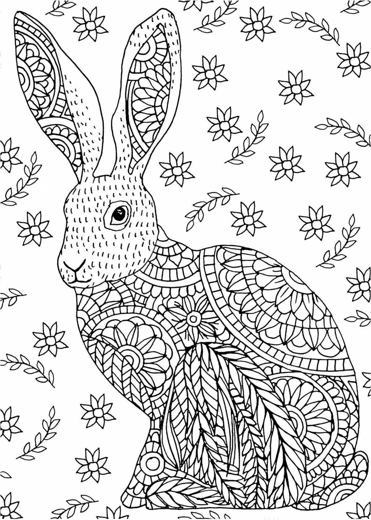 Serene coloring page antistress rabbit