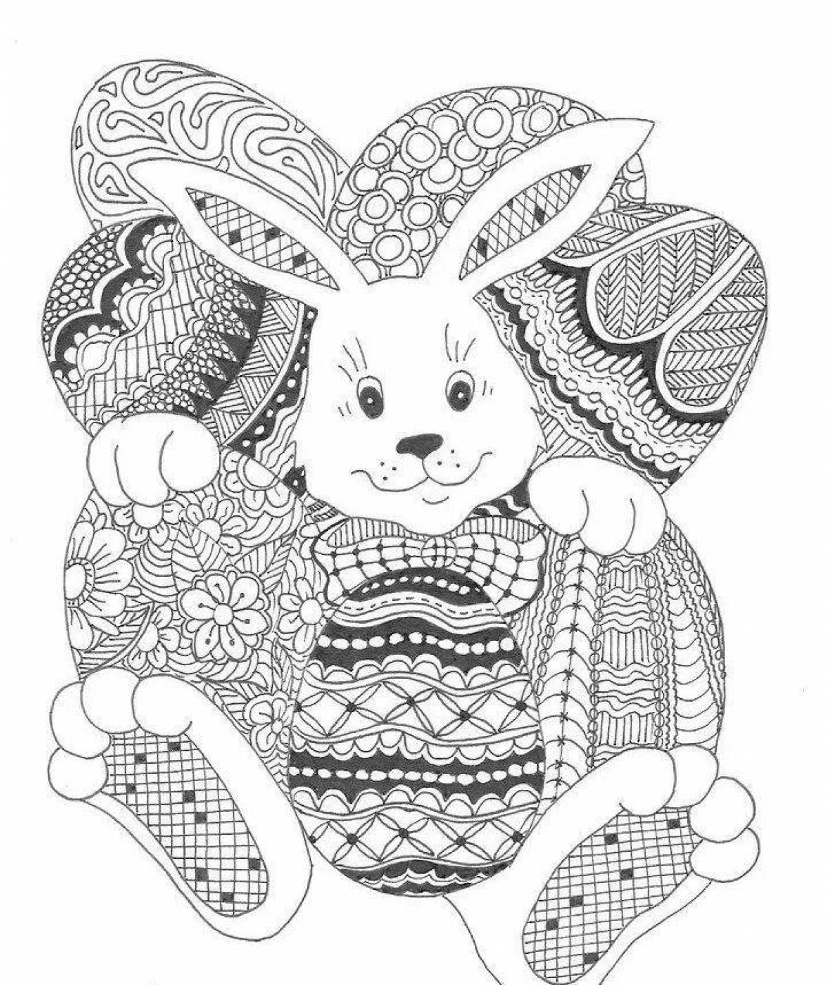 Calming coloring book antistress rabbit