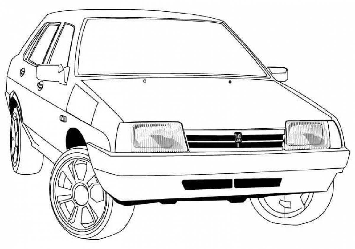 Glowing car coloring page